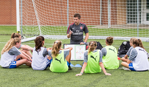 England London Advanced Arsenal Coaching Session with Girls In front of a net