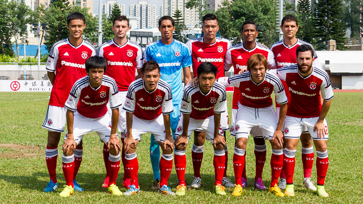 Beijing China Team Photo Soccer players in red and white uniforms